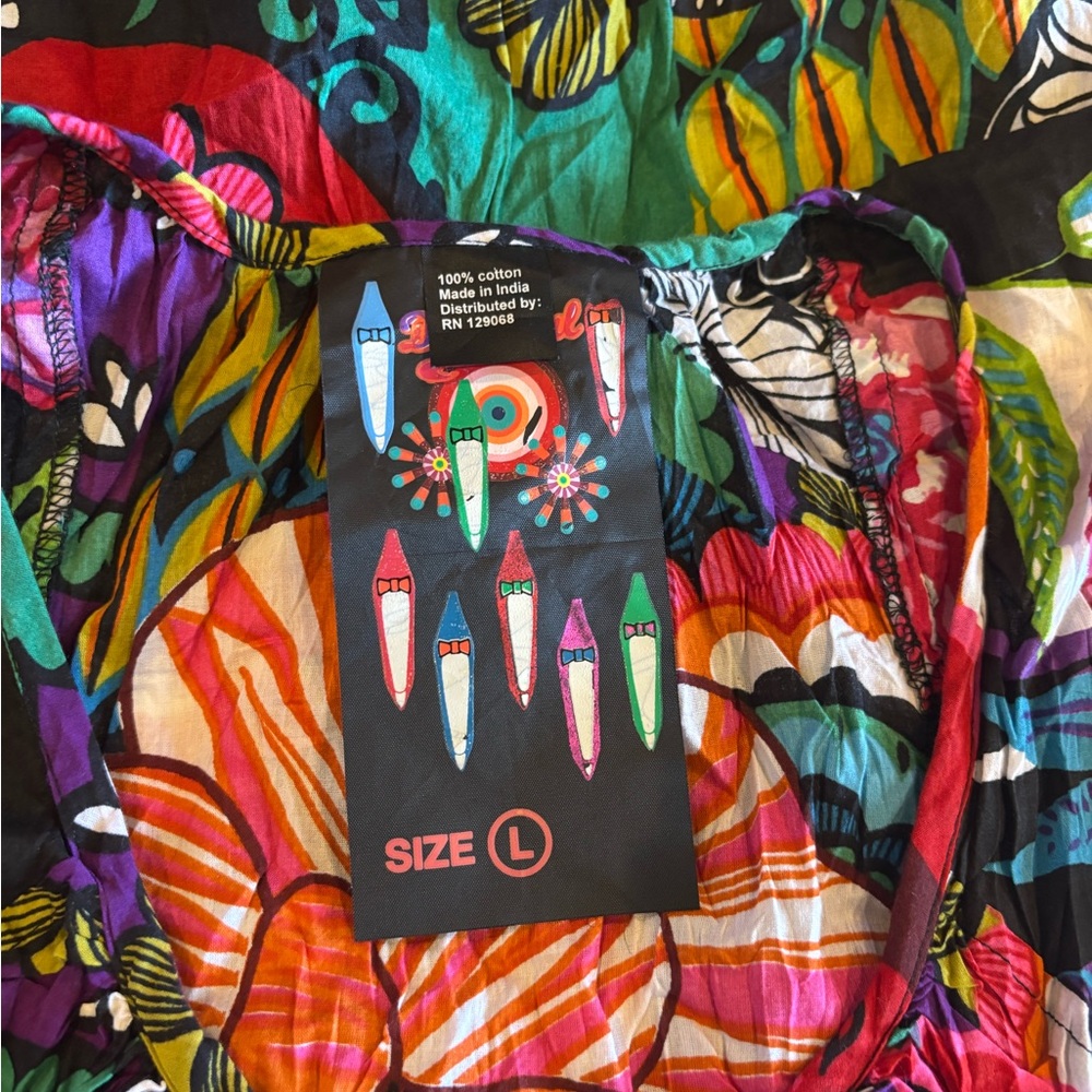 E4 Desigual Multicolor Floral Boho Blouse Size L - Picture 7 of 10